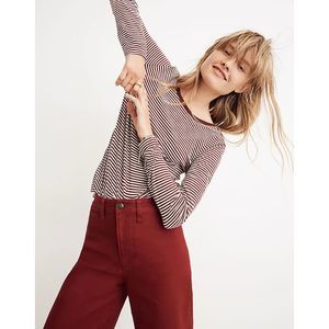 Madewell Whisper Cotton Long-Sleeve Crewneck Tee in Daniela Stripe
